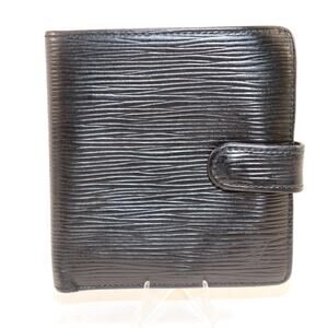 Louis Vuitton Black Epi Leather Bifold Wallet Snap Coin Purse Spain